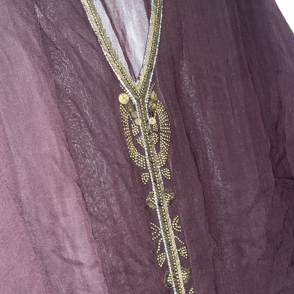 Antik Batik chiffon beaded caftan semi sheer beach summer dress kimono - Picture 10 of 11